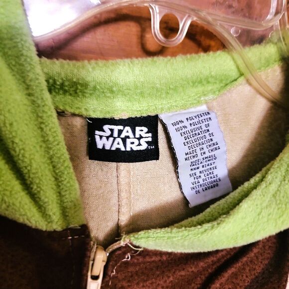 Yoda Costume One Piece Zip-up Outfit w Hood Sz Small Adult Halloween or Pajamas - Picture 16 of 16